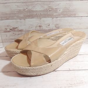 COPY - Jimmy Choo paisley nude patent espadrille …